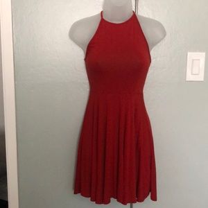 Forever 21 Brick Tie Halter Skater Dress Sz Small